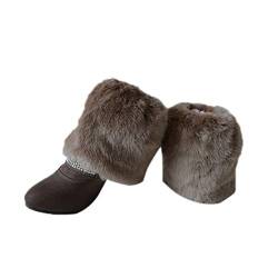 Cicilin Damen Künstlich Pelz Stulpen für Stiefel Warme Winter Schuhzubehör Freizeit Khaki 15CM (Länge) von Cicilin