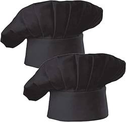Kochmütze für Männer und Frauen, 2 Stück, für Erwachsene, Bäcker, Küche, Kochmütze, schwarz, Medium von Cicilin