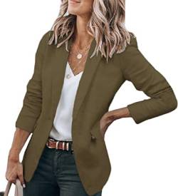 Cicy Bell Damen Casual Blazer Offene Front Langarm Elegant Arbeit Büro Jacken Blazer Military Green M von Cicy Bell