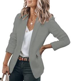 Cicy Bell Damen Langarm Casual Blazer Arbeit Büro Knopf Open Front Jacke Anzug Dark Gray L von Cicy Bell