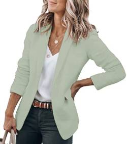 Cicy Bell Damen Langarm Casual Blazer Arbeit Büro Knopf Open Front Jacke Anzug Light Green S von Cicy Bell