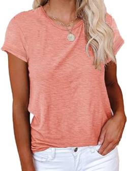 Cicy Bell T-Shirt Für Damen Sommer Kurzarm Oberteile Rundhals Casual Basic Shirts Tops Rosa S von Cicy Bell