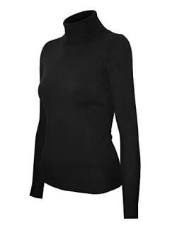 Cielo Damen Rollkragenpullover, Stretch, einfarbig - Schwarz - Mittel von Cielo