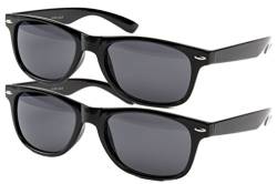 Ciffre 2 er Set EL-Sunprotect® Nerdbrille Brille Nerd Sonnenbrille Hornbrille Way Style Schwarz Smoke Dunkle Glässer von Ciffre