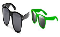 Ciffre 2 er Set Partybrille Sonnenbrille Brille Nerd Brillen Schwarz + Neon Grün Matt von Ciffre