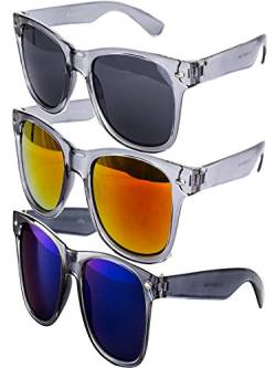Ciffre 3 er Set EL-Sunprotect® Sonnenbrille Nerdbrille Brille Nerd Transparent Grau Silber von Ciffre