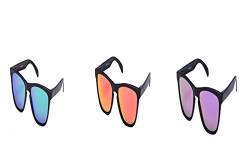 Ciffre 3 er Set Sonnenbrille EL-Sunprotect® Polarisierte Linsen Retro Vintage Style Nerd Look Stil Unisex Brille - Schwarz - Grün - Feuer Orange Lila Verspiegelt von Ciffre
