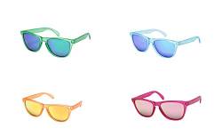 Ciffre 4 er Set Sonnenbrille EL-Sunprotect® Polarisierte Linsen Retro Vintage Style Nerd Look Stil Unisex Brille - Türkis Blau Verspiegelt - Orange Feuer - Grün - Pink Rosa von Ciffre