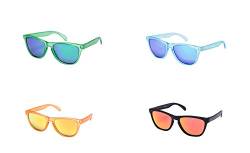 Ciffre 4 er Set Sonnenbrille EL-Sunprotect® Polarisierte Linsen Retro Vintage Style Nerd Look Stil Unisex Brille - Türkis Blau Verspiegelt - Orange Feuer - Grün - Schwarz von Ciffre