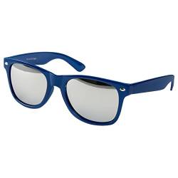 Ciffre EL-Sunprotect® Sonnenbrille Nerdbrille Brille Nerd Silber Voll Verspiegelt Dunkel Blau UV400 von Ciffre