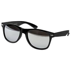 Ciffre EL-Sunprotect® Sonnenbrille Nerdbrille Brille Nerd Silber Voll Verspiegelt Schwarz UV400 von Ciffre