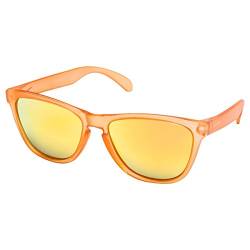 Ciffre EL-Sunprotect® Sonnenbrille Polarisierte Linsen Retro Vintage Style Nerd Look Stil Unisex Brille - Orange Feuer Spiegel Glas von Ciffre