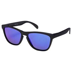 Ciffre EL-Sunprotect® Sonnenbrille Polarisierte Linsen Retro Vintage Style Nerd Look Stil Unisex Brille - Schwarz Blau Verspiegelt von Ciffre