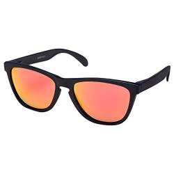 Ciffre EL-Sunprotect® Sonnenbrille Polarisierte Linsen Retro Vintage Style Nerd Look Stil Unisex Brille - Schwarz Feuer Verspiegelt Orange von Ciffre