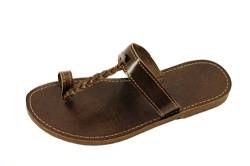 Ciffre Herren Vintage Echt Leder Sandale Jesus Riemchen braun Handarbeit Made in Kreta 46 von Ciffre
