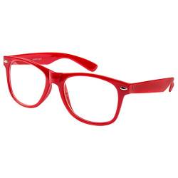 Ciffre Nerdbrille Sonnenbrille Stil Brille Pilotenbrille Vintage Look Rot Klar Glas KG3 von Ciffre