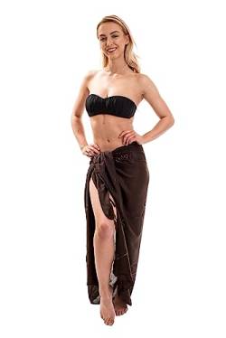 Ciffre Premium Sarong Pareo Wickelrock Strandtuch Lunghi Dhoti Schlicht Blickdicht Tolle Stickerei Braun von Ciffre