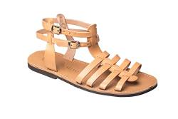 Ciffre Römer Damen Sandalen Leder Römersandale Sandaletten Riemchen Kreta Beige 42 von Ciffre