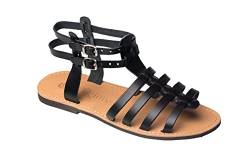 Ciffre Römer Damen Sandalen Leder Römersandale Sandaletten Riemchen Kreta Schwarz 38 von Ciffre