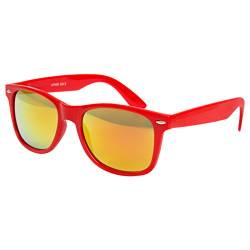 Ciffre Sonnenbrille Nerdbrille Nerd Retro Look Brille Pilotenbrille Vintage Look - ca. 80 verschiedene Modelle Rot Feuer Verspiegelt von Ciffre