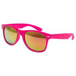 Ciffre Sonnenbrille Nerdbrille Nerd Retro Look Brille Pilotenbrille Vintage Look - ca. 80 verschiedene Modelle Viele Farben (Pink Feuer Verspiegelt) von Ciffre