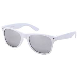 Ciffre Sonnenbrille Nerdbrille Nerd Retro Look Brille Pilotenbrille Vintage Look - ca. 80 verschiedene Modelle Weiß verspiegelt von Ciffre