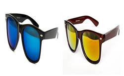 Ciffre Trendige Trendbrille Partybrille Brillen im 2 Set Sonnenbrillen Blau Verspiegelt Braun Feuer Set von Ciffre