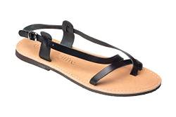 Damen und Herren Riemchen Echt Leder Sandale Sandalette Schwarz 45 von Ciffre