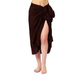 Premium Sarong Pareo Wickelrock Strandtuch Lunghi Dhoti Schlicht Blickdicht Braun Tolle Stickerei PEDB von Ciffre