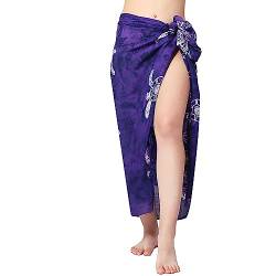 Sarong Pareo Wickelrock Loop Schal Tuch Badetuch Strandtuch Rock Gratis Schnalle (Lila Schildkröte) von Ciffre