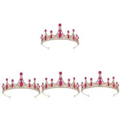 Ciieeo 4 Stück Tiara Blumenmädchen Haarschmuck rotes Stirnband graceling gracy fot Haarschmuck für die Hochzeit Hochzeitsdekoration Stirnband mit Kinderkrone Stirnband für Mädchen Barock- von Ciieeo