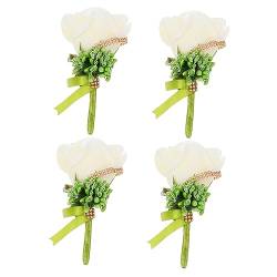 Ciieeo 8 Stk Korsage Pfingstrose Ansteckblume Corsage Mit Anstecknadel Corsagen-accessoires Trauzeugen Blumen Anstecker Brosche Für Männer Hochzeit Seidentuch Weiß Braut Künstliche von Ciieeo