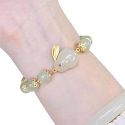 Natürliche Jade Kaninchen Armbänder 2023 Chinesischen Neujahr Schmuck Kaninchen Frauen Y1I6 Armbänder Jahr Perlen Charme Glück Armband von Cikiki