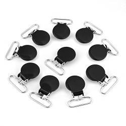 Cikonielf 10Pcs Metall Straps Clips Schnuller Clips 25mm Metall Schnullerketten Klammer Clips Hosenträger Verschluss für elastische Träger Hosen und Jeans(10 * 8 * 5cm-schwarz) von Cikonielf