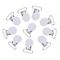 Cikonielf 10Pcs Metall Straps Clips Schnuller Clips 25mm Metall Schnullerketten Klammer Clips Hosenträger Verschluss für elastische Träger Hosen und Jeans(13 * 10 * 1cm-Weiß) von Cikonielf