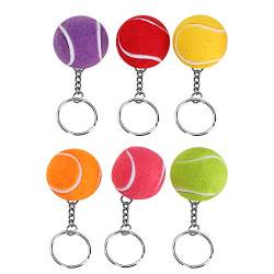 Cikonielf 6Pcs Tennisball Schlüsselbund Schlüsselbund Schlüsselbund Kreatives Spielen Tennisball Schlüsselanhänger Metall Schlüsselringe Mode Hängende Dekoration für Schlüssel, Basteln DIY von Cikonielf