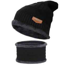 Cilnos Wintermütze Beanie Mütze & Schal Set, Stilvolle gestrickte Skull Cap und Halswärmer für Damen und Herren, Zweilagige Isolierung,Winddicht & Thermisch von Cilnos