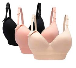 Cimary Damen Schwangerschafts Still-BH Stillen Soft Cup Bras, 3pack (Black+beige+pink), Gr.- 40/90 von Cimary