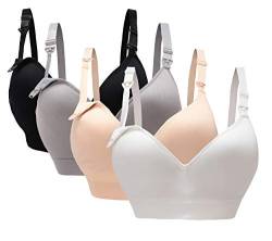 Cimary Damen Schwangerschafts Still-BH Stillen Soft Cup Bras, 4pack (Black+grey+beige+white), Gr.- 36/80 von Cimary