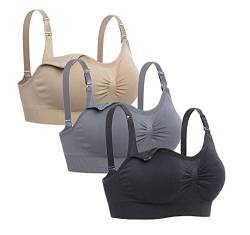 Cimary Damen Still-BH Schlaf Schwangerschaft Still BHS, 3pack(black+grey+beige), L von Cimary