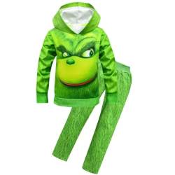 Cimefi Grüner Monster Weihnachten Trainingsanzug für Kinder Kapuzen Sweatshirt und Hosen Kleidung Set von Cimefi