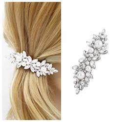 Cimenexe Böhmische Kristallperle Haarspange Funkelnde Strass Haarspange Silber Kristall Haarnadeln Clips Gepflasterte Blume Haarspange Braut Kopfbedeckung Dekorative Perle Hochzeit Haarschmuck von Cimenexe