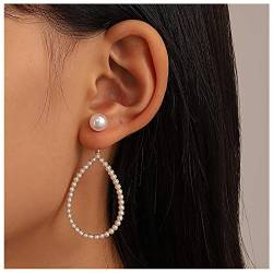 Cimenexe Böhmische Perle Reifen Ohr Jacken Ohrringe Teardrop Perle Baumeln Ohrringe Gold Perle Ohrstecker Ohrringe Zwei Möglichkeiten Vorne Zurück Ohrringe Schmuck Für Frauen Und Mädchen Geschenke von Cimenexe