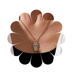 Cimenexe Böhmische Türkis Hamsa Hand Halskette Gold Hamsa Anhänger Halskette Türkis Stein Choker Halskette Fatima Hand Halskette Kettenschmuck Für Frauen Und Mädchen Geschenke von Cimenexe