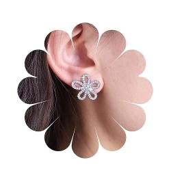 Cimenexe Böhmischen Kristall Blume Ohrringe Silber Hohle Blume Ohrringe Cz Gepflastert Blume Ohrstecker Strass Blume Form Ohrringe Schmuck Für Frauen Und Mädchen Geschenke von Cimenexe