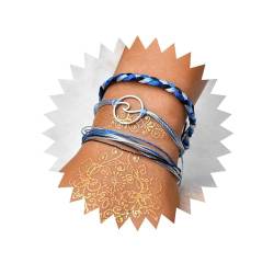 Cimenexe Bohème Geschichtet Welle Gewebt Armbänder Blau Wasserdicht Armband Retro Ozean Welle Geflochten Armband Surfen Weben Seil Armband Hand Kette Schmuck Für Frauen Und Mädchen von Cimenexe