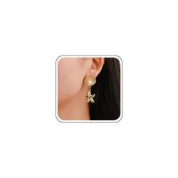 Cimenexe Bohème Metall Seestern Perle Ohrringe Seestern Muschel Perle Tropfen Ohrringe Gold Muschel Perle Ohrstecker Ohrringe Seestern Jakobsmuschel Ohrringe Schmuck Für Frauen Und Mädchen Geschenke von Cimenexe