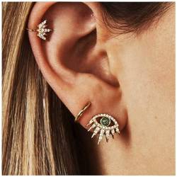 Cimenexe Bohemian Paved Evil Eye Ohrstecker Kristall Krone Ohr Manschette Ohrringe Gold Kreis Creolen Strass Auge Ohrringe Set Schmuck für Frauen und Mädchen Geschenke 3 Stück von Cimenexe