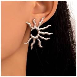 Cimenexe Punk Sonnenohrringe Silberne Sonnenohrringe Retro Sonnenspitzen Ohrringe Sonnenglänzende Strahlen Ohrstecker Schmuck Für Frauen Und Mädchen Sonnenstrahlen Ohrringe von Cimenexe