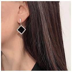 Cimenexe böhmische Kristallohrringe geometrische schwarze Diamantohrringe Strass Ohrstecker Cz quadratische Tropfenohrringe schwarze quadratische Ohrringe Schmuck für Frauen und Mädchen Geschenke von Cimenexe